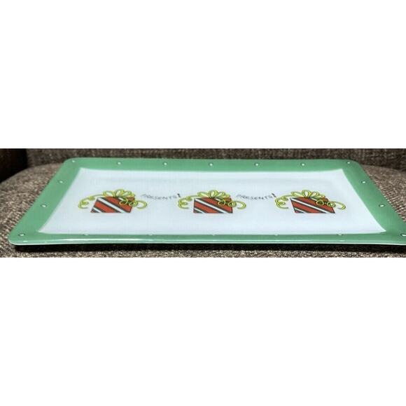 Fitz & Floyd Essentials Christmas Glass Serving Tray Holidays Snack Plate - Picture 3 of 6